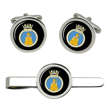 HMS Glasgow, Royal Navy Cufflink and Tie Clip Set