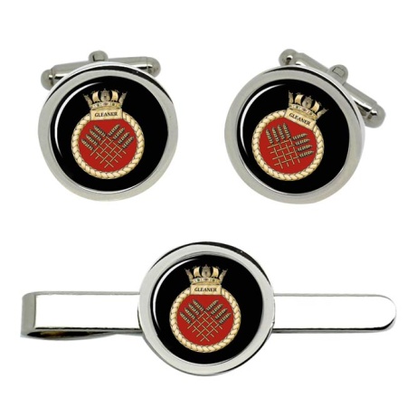 HMS Gleaner, Royal Navy Cufflink and Tie Clip Set