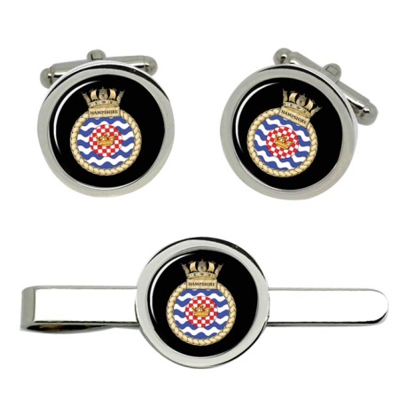 HMS Hampshire, Royal Navy Cufflink and Tie Clip Set