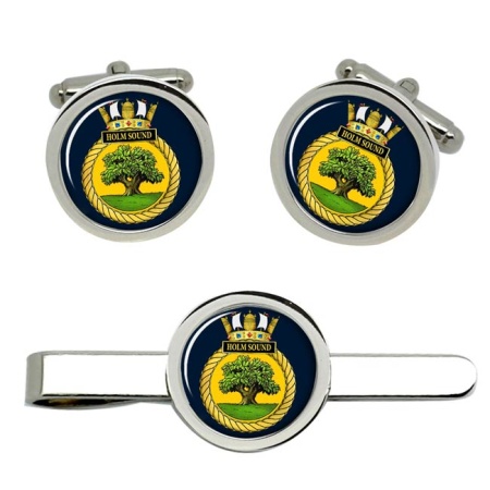 HMS Holm Sound, Royal Navy Cufflink and Tie Clip Set