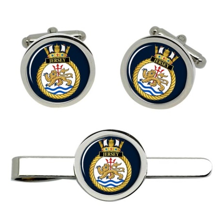 HMS Jersey, Royal Navy Cufflink and Tie Clip Set