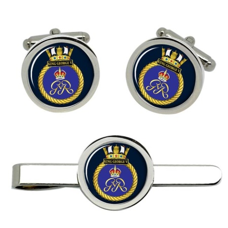 HMS King George V, Royal Navy Cufflink and Tie Clip Set