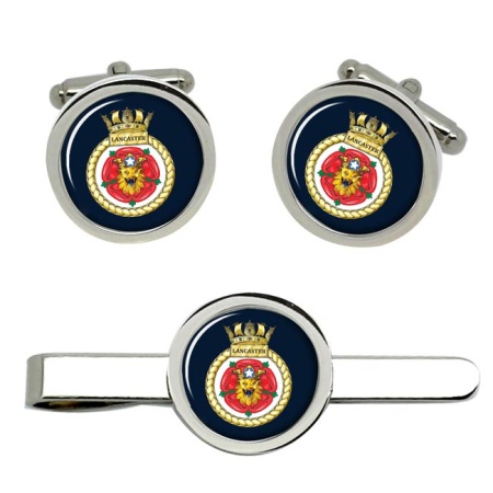 HMS Lancaster, Royal Navy Cufflink and Tie Clip Set