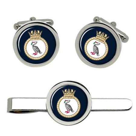 HMS Liverpool, Royal Navy Cufflink and Tie Clip Set