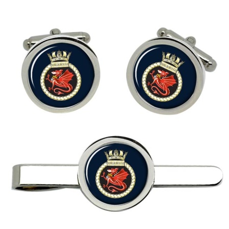 HMS Marlborough, Royal Navy Cufflink and Tie Clip Set