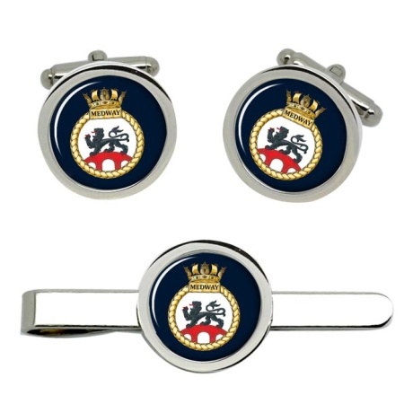 HMS Medway, Royal Navy Cufflink and Tie Clip Set