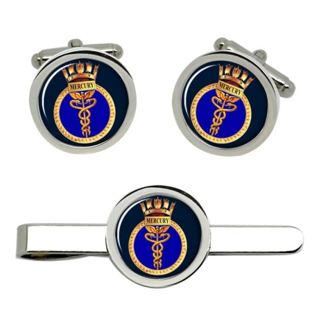 HMS Mercury, Royal Navy Cufflink and Tie Clip Set