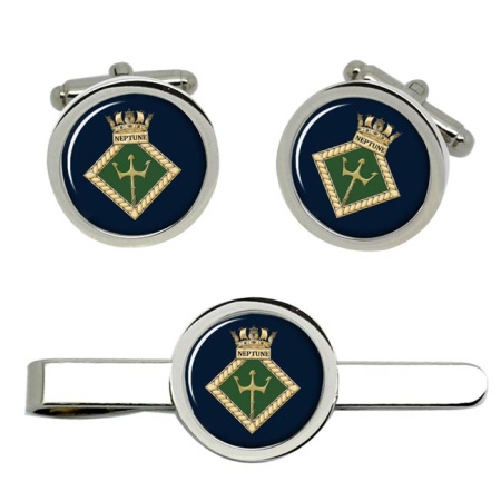 HMS Neptune, Royal Navy Cufflink and Tie Clip Set