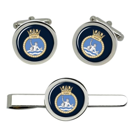 HMS Ocean, Royal Navy Cufflink and Tie Clip Set