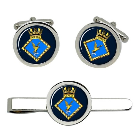 HMS Osprey, Royal Navy Cufflink and Tie Clip Set