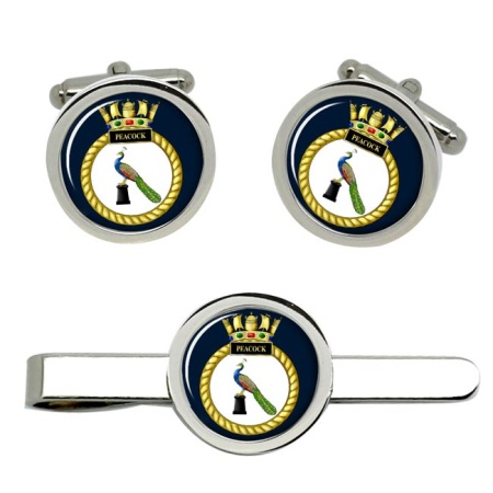 HMS Peacock, Royal Navy Cufflink and Tie Clip Set