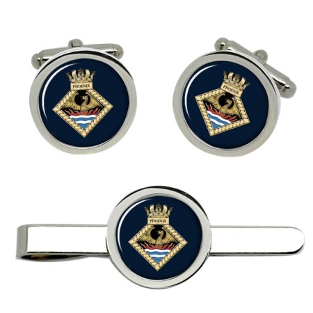 HMS Phoenix, Royal Navy Cufflink and Tie Clip Set