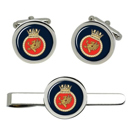 HMS Protector, Royal Navy Cufflink and Tie Clip Set