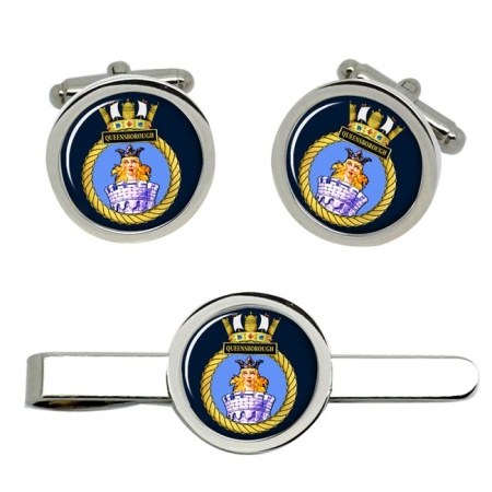 HMS Queenborough, Royal Navy Cufflink and Tie Clip Set