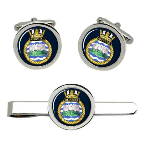 HMS Redoubt, Royal Navy Cufflink and Tie Clip Set