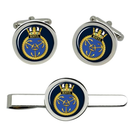 HMS Rhyl, Royal Navy Cufflink and Tie Clip Set