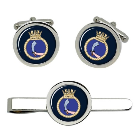 HMS Scimitar, Royal Navy Cufflink and Tie Clip Set