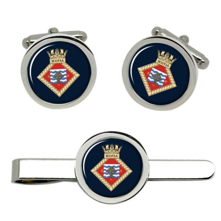 HMS Scotia, Royal Navy Cufflink and Tie Clip Set