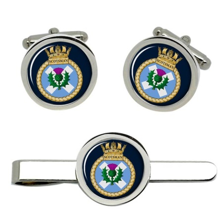 HMS Scotsman, Royal Navy Cufflink and Tie Clip Set