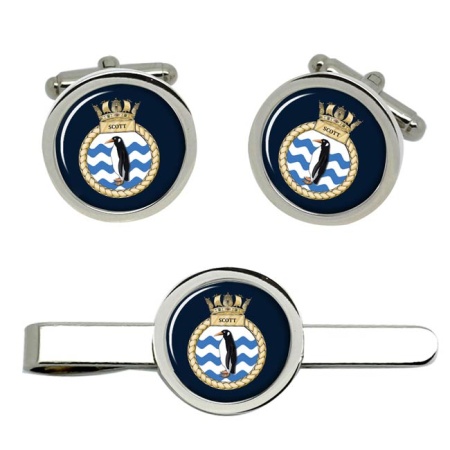 HMS Scott, Royal Navy Cufflink and Tie Clip Set