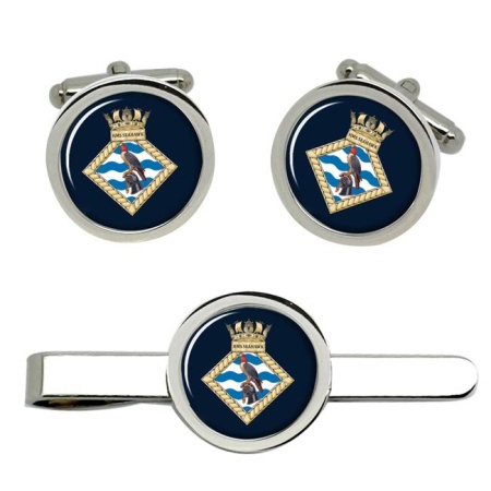 HMS Seahawk, Royal Navy Cufflink and Tie Clip Set