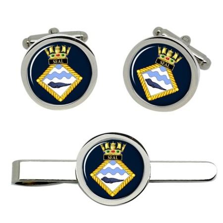 HMS Seal, Royal Navy Cufflink and Tie Clip Set