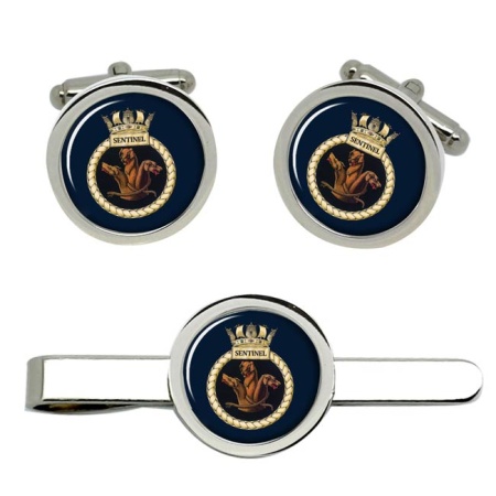 HMS Sentinel, Royal Navy Cufflink and Tie Clip Set