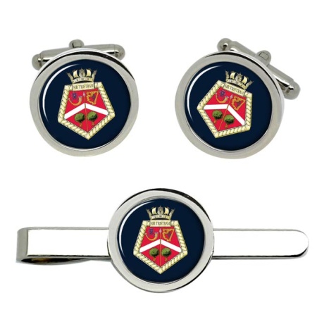 HMS Sir Tristram, Royal Navy Cufflink and Tie Clip Set