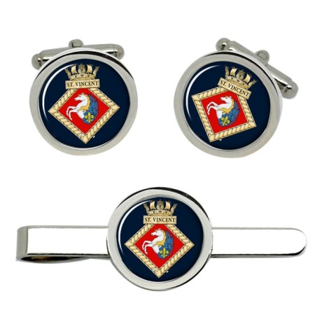 HMS St. Vincent, Royal Navy Cufflink and Tie Clip Set