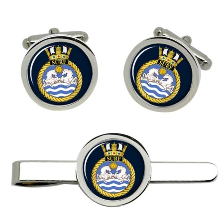 HMS Surf, Royal Navy Cufflink and Tie Clip Set