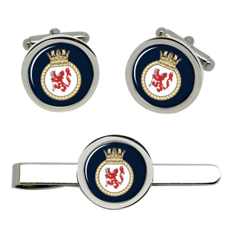 HMS Sutherland, Royal Navy Cufflink and Tie Clip Set