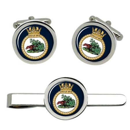 HMS Tally Ho, Royal Navy Cufflink and Tie Clip Set