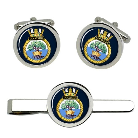 HMS Tanatside, Royal Navy Cufflink and Tie Clip Set