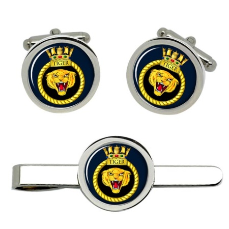 HMS Tiger, Royal Navy Cufflink and Tie Clip Set