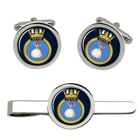 HMS Tiptoe, Royal Navy Cufflink and Tie Clip Set