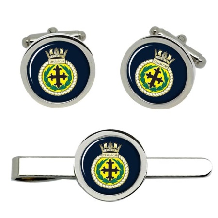 HMS Trafalgar, Royal Navy Cufflink and Tie Clip Set