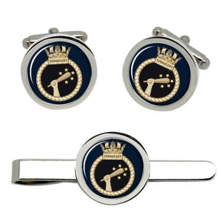 HMS Turbulent, Royal Navy Cufflink and Tie Clip Set