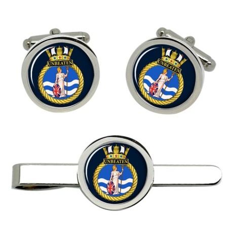 HMS Unbeaten, Royal Navy Cufflink and Tie Clip Set