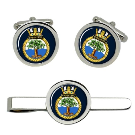 HMS Unbending, Royal Navy Cufflink and Tie Clip Set