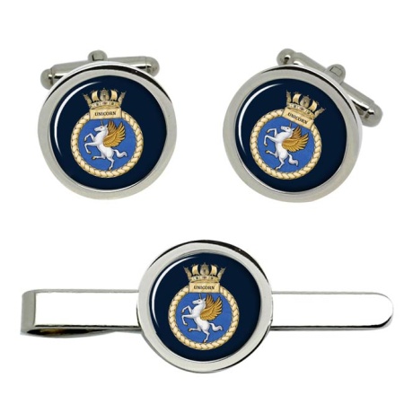 HMS Unicorn, Royal Navy Cufflink and Tie Clip Set