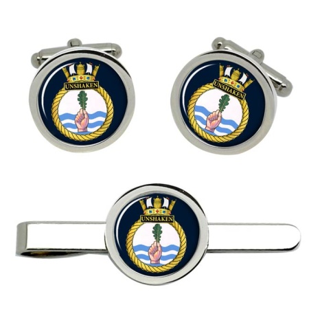 HMS Unshaken, Royal Navy Cufflink and Tie Clip Set