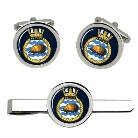 HMS Urchin, Royal Navy Cufflink and Tie Clip Set