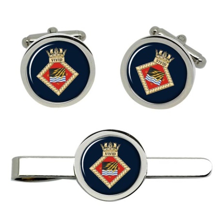 HMS Vivid, Royal Navy Cufflink and Tie Clip Set