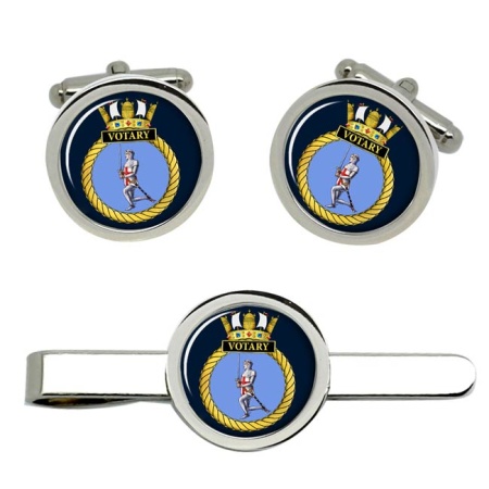 HMS Votary, Royal Navy Cufflink and Tie Clip Set