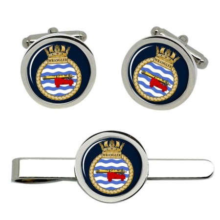 HMS Wrangler, Royal Navy Cufflink and Tie Clip Set