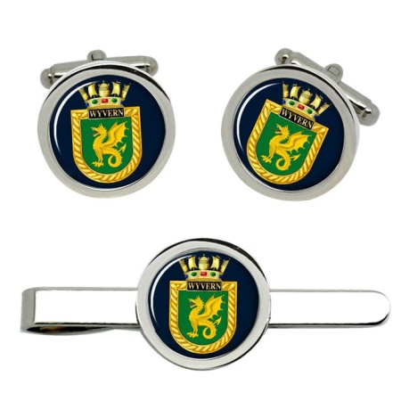 HMS Wyvern, Royal Navy Cufflink and Tie Clip Set