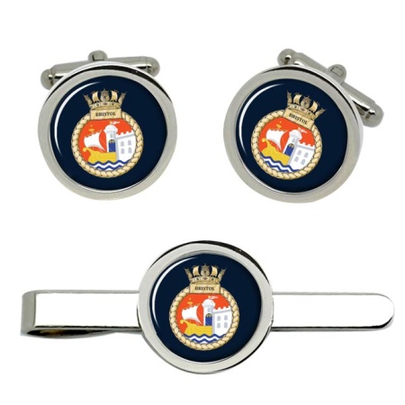 HMS Bristol, Royal Navy Cufflink and Tie Clip Set