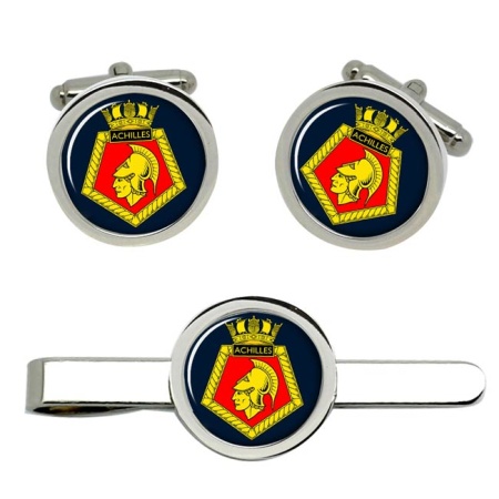 RFA Achilles, Royal Navy Cufflink and Tie Clip Set