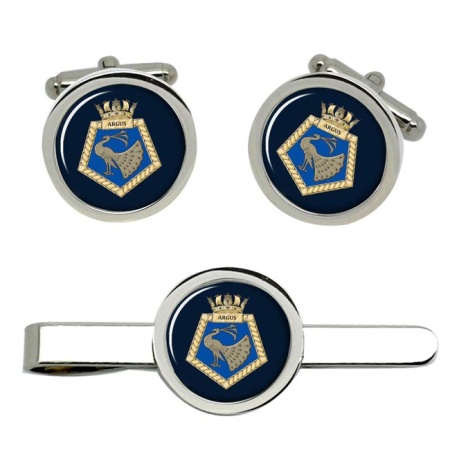 RFA Argus, Royal Navy Cufflink and Tie Clip Set