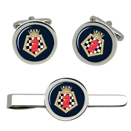 RFA Wave Knight, Royal Navy Cufflink and Tie Clip Set